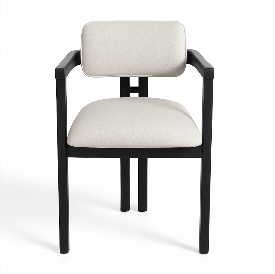 DRAGON CHAIR-BLACK WOODEN LEG / WHITE FABRIC