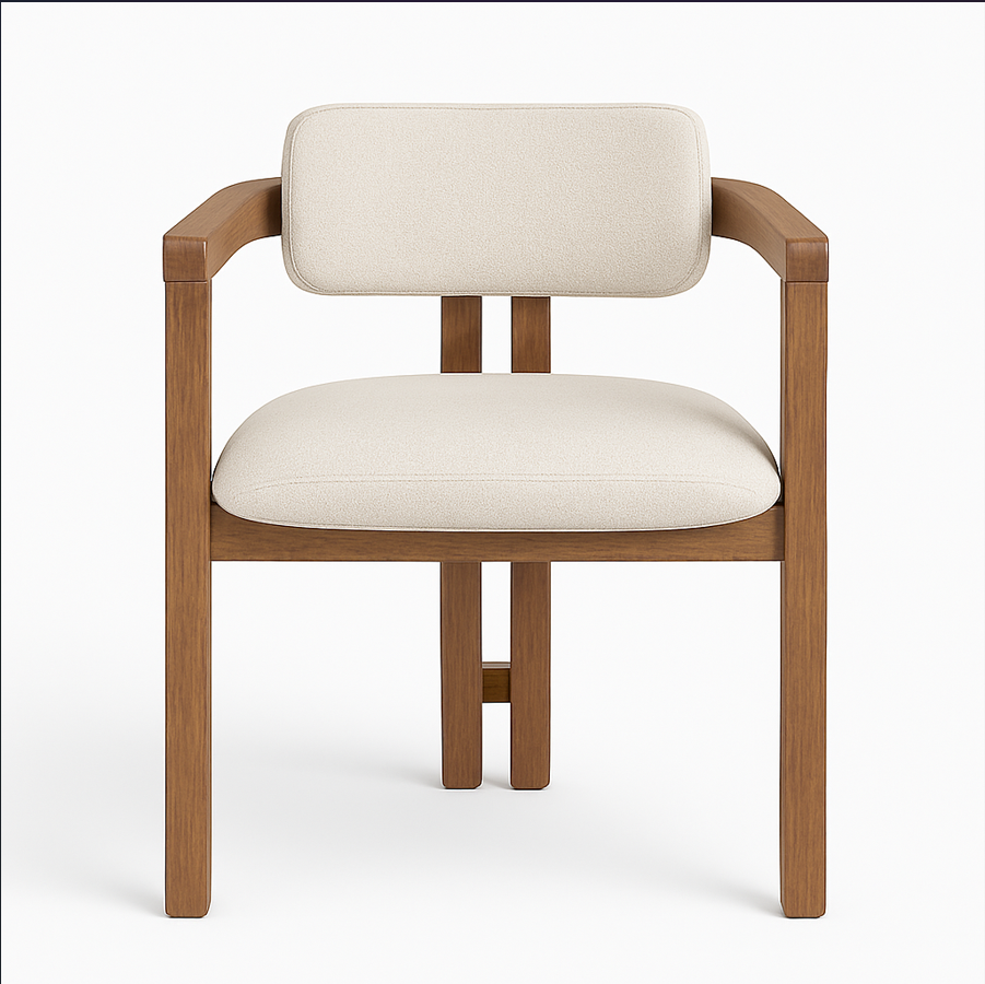 DRAGON CHAIR WALNUT / WHITE FABRIC