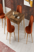 KELEBEK SET TABLE CEVIZ BAROK + 4 CHAISES BEIGE