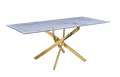 OLIVIA DT-034 DINING TABLE 180  WHITE MARBLE -GOLD
