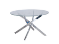 OLIVIA DT-035 DINING TABLE  120 CLEAR GLASS -SILVER