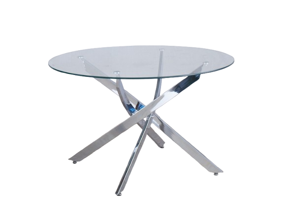 OLIVIA DT-035 DINING TABLE  120 CLEAR GLASS -SILVER