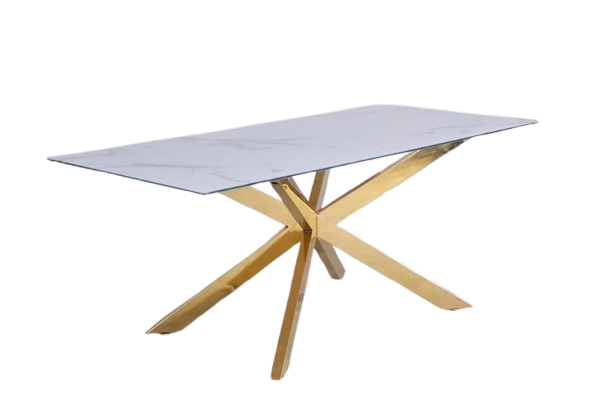 SPIKE DT-012 DINING TABLE WHITE MARBLE -GOLD