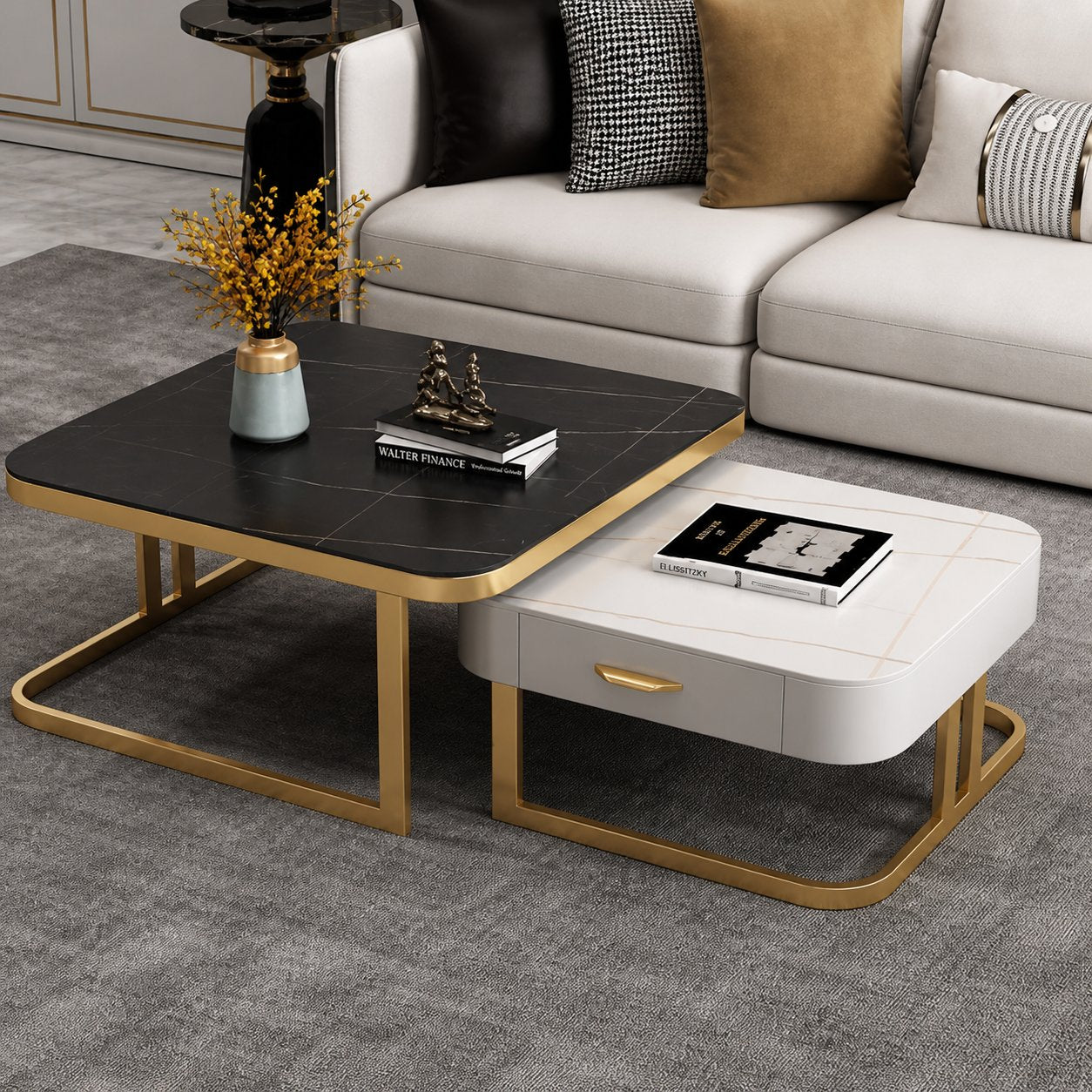 COFFEE TABLE C100 NOIR+GOLD